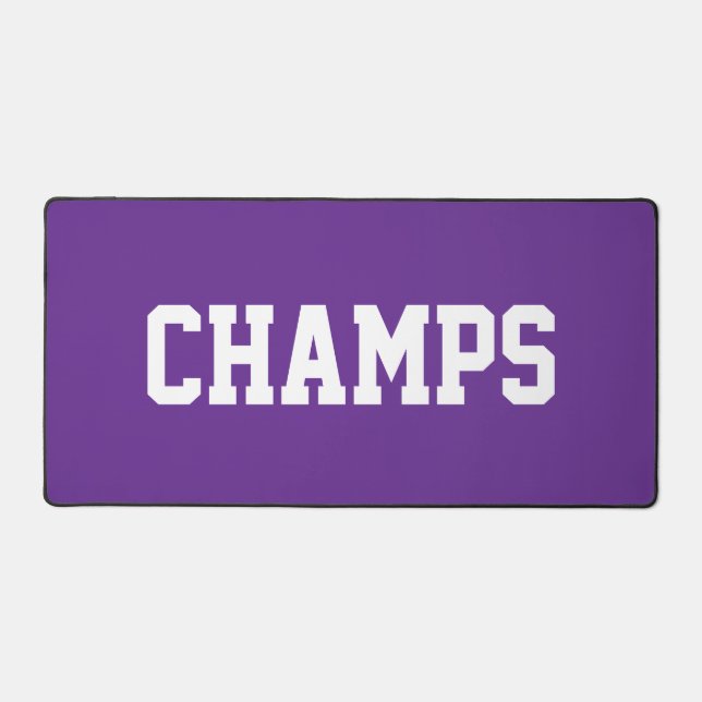 Athletic Cool CHAMPS White Text On Royal Purple Desk Mat (Front)