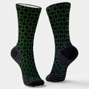 Athletic Crew Sock  Black Green Classic Design