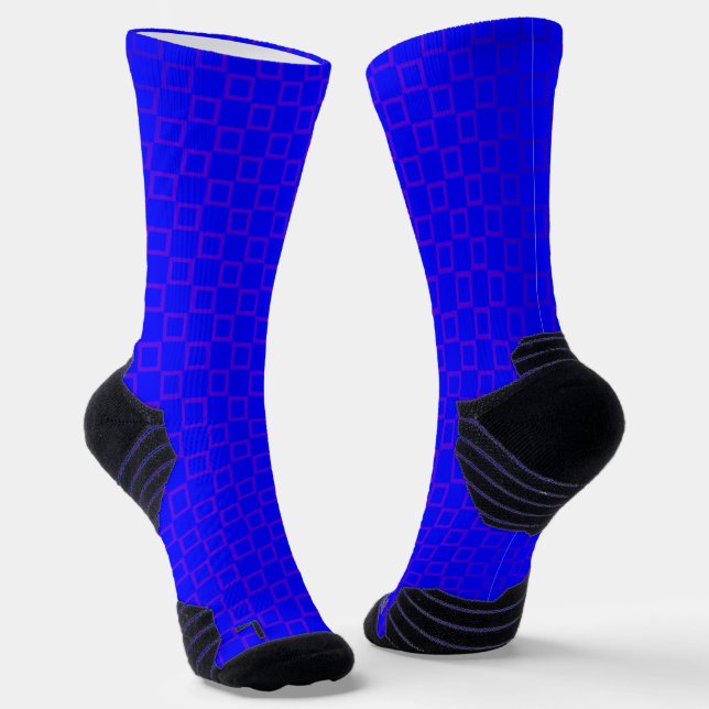 Athletic Crew Sock Blue Purple Classic Design (Angled)