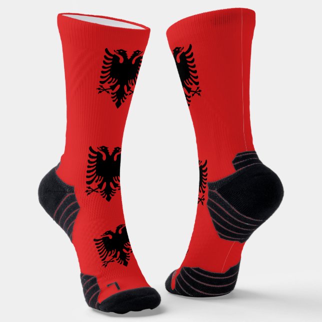 Athletic Crew Sock with flag of Albania (Angled)