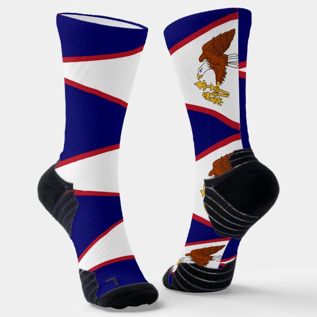 Athletic Crew Sock with flag of American Samoa (Angled)