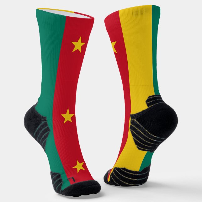 Athletic Crew Sock with flag of Cameroon (Angled)