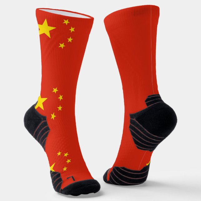 Athletic Crew Sock with flag of China (Angled)