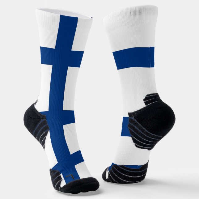 Athletic Crew Sock with flag of Finland (Angled)