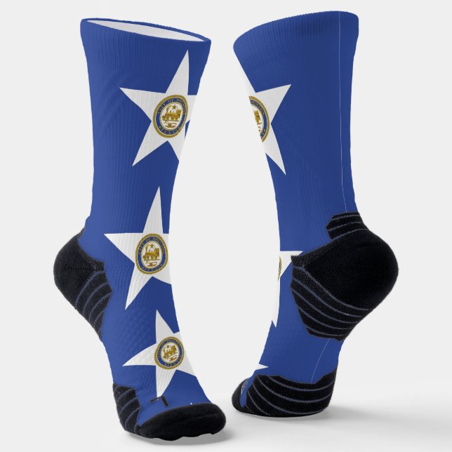 Athletic Crew Sock with flag of Houston, U.S.A. (Angled)