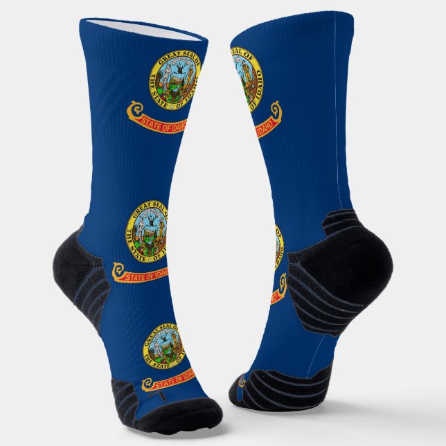 Athletic Crew Sock with flag of Idaho, U.S. (Angled)
