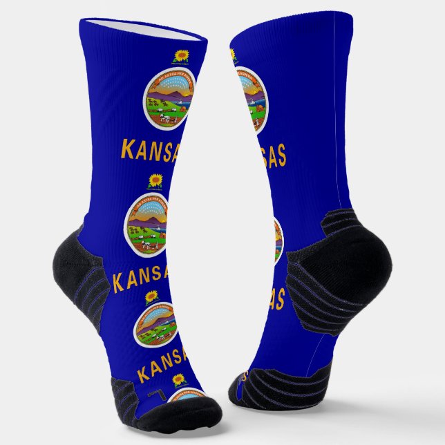 Athletic Crew Sock with flag of Kansas, U.S. (Angled)