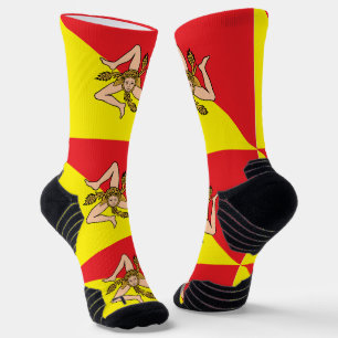 Athletic Crew Sock with flag of Sicily, Italy
