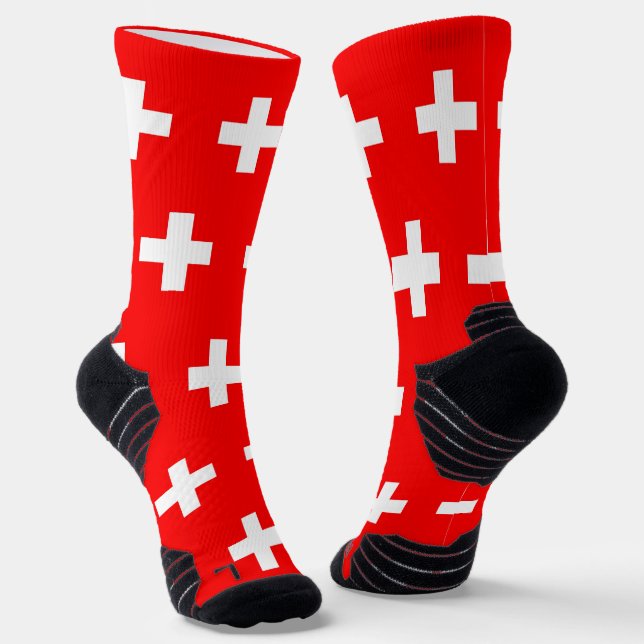 Athletic Crew Sock with flag of Switzerland (Angled)
