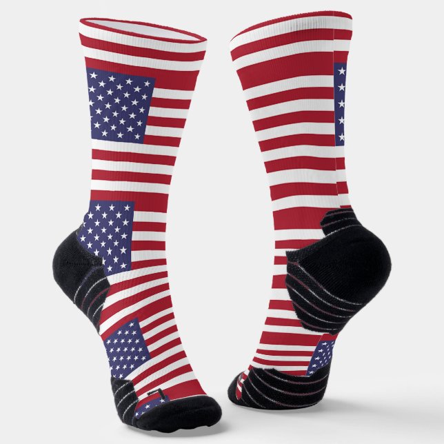 Athletic Crew Sock with flag of U.S. (Angled)