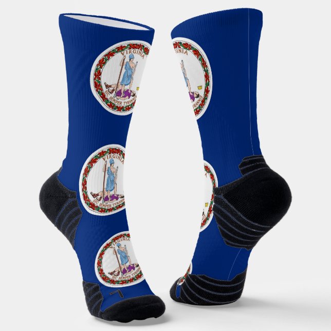 Athletic Crew Sock with flag of Virginia, U.S.A. (Angled)