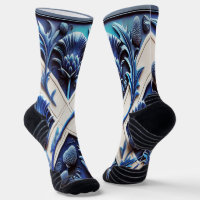 Athletic Crew Sock with Scottish Thistles Design