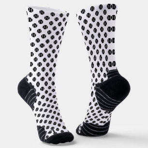 Athletic crew socks with polka dot tennis balls