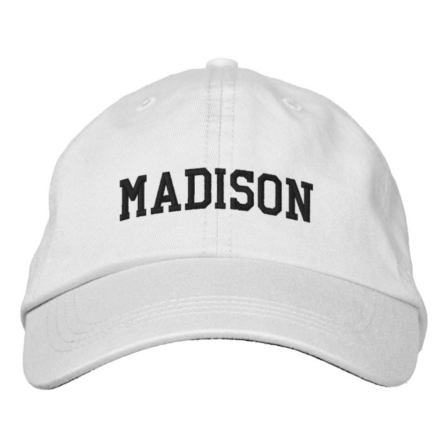 Athletic Custom name text black white Embroidered Hat (Front)