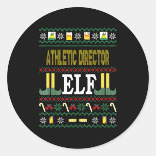 Athletic Director Elf Funny Christmas Gift  Classic Round Sticker