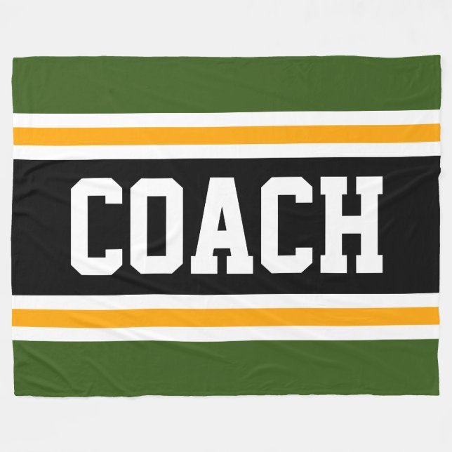 Athletic Forest Green Black COACH Racing Stripes Fleece Blanket (Front (Horizontal))