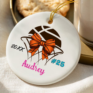 Athletic Leopard Bow Basketball Girl Ceramic Tree Decoration