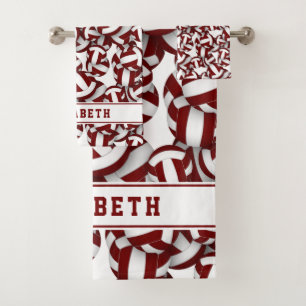 athletic maroon team colours volleyball player nam bath towel set