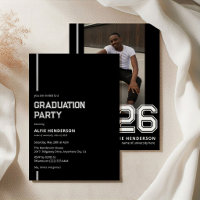 Athletic Photo Graduation Party Black 