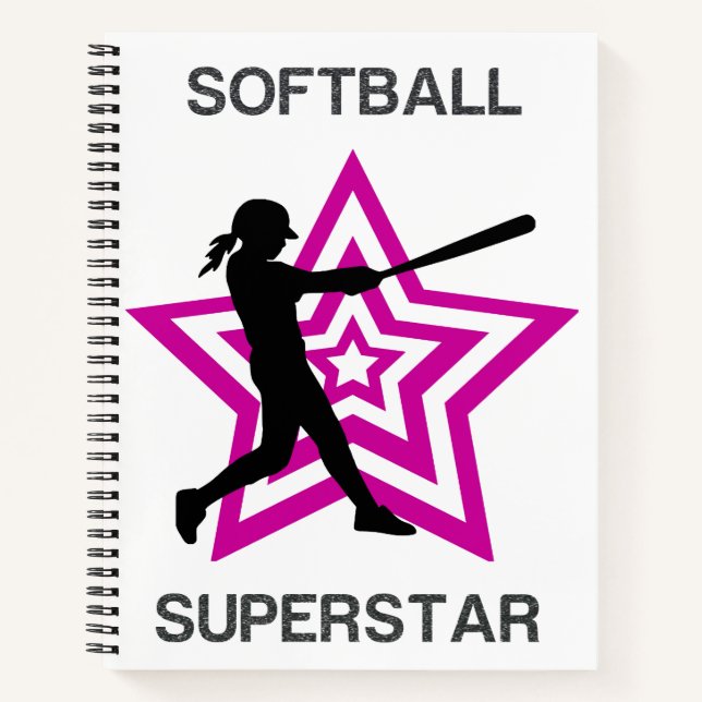Athletic Pink Star Softball Superstar Graphic Notebook (Front)