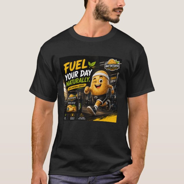 Athletic Potato Gym Cartoon Fitness Tee Design (Front)