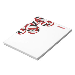 athletic red black team colors volleyballs accent notepad