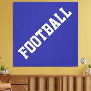 Athletic Slant White FOOTBALL Text On Deep Blue Canvas Print
