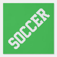 Athletic Slant White SOCCER Text On Kelly Green