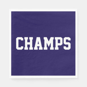 Athletic Sporty Bold Navy Blue CHAMPS White Text Napkin