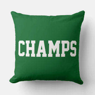 Athletic Sporty CHAMPS White Text On Deep Green Cushion