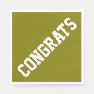 Athletic Sporty CONGRATS Text On Golden Olive Napkin