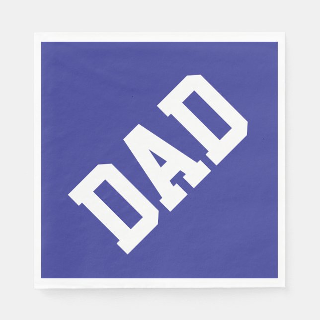 Athletic Sporty Diagonal DAD Text On Deep Blue Napkin (Front)