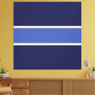 Athletic Sporty Two Tone Navy Blue White Stripes Canvas Print