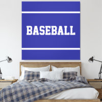 Athletic Summer Blue White BASEBALL Text Stripes