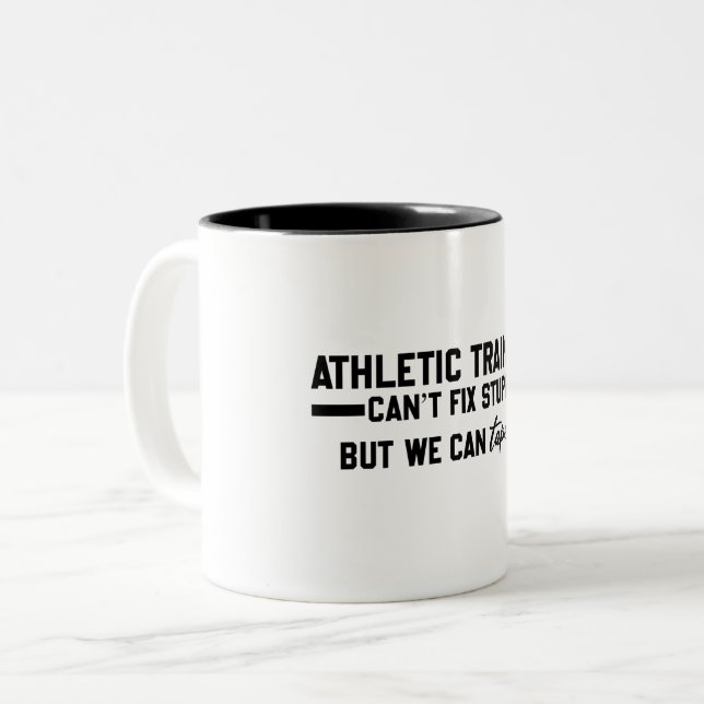 Athletic Trainers Can't Fix Stupid - Funny Gifts Two-Tone Coffee Mug (Front Left)