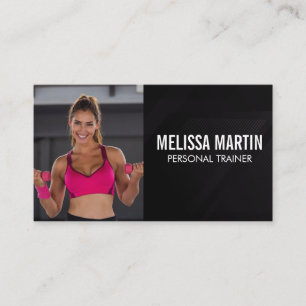 Athletic Woman Holding Dumbbells Business Card