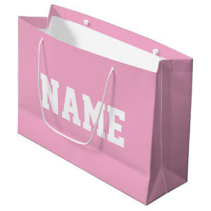Athletic YOUR NAME White Text On Light Baby Pink Large Gift Bag