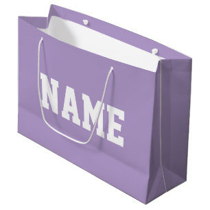Athletic YOUR NAME White Text On Soft Light Purple Large Gift Bag