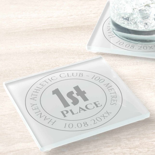 Athletics 1st Prize Trophy Award Glass Coaster (Creator Uploaded)