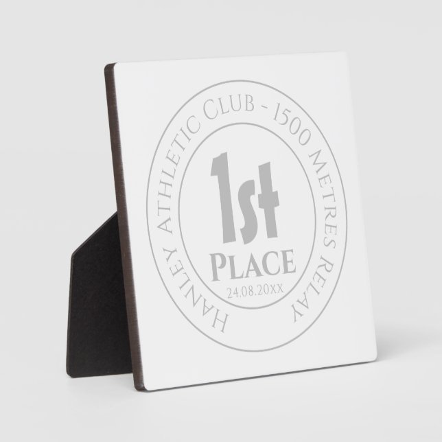 Athletics 1st Prize Trophy Award Plaque (Front)