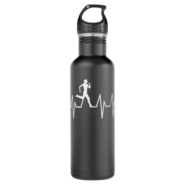 Athletics Heartbeat Pulse  - Funny Running 710 Ml Water Bottle (Front)
