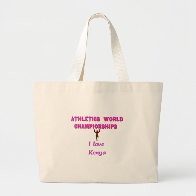 Athletics World Championships Kenya Runner: I Love Large Tote Bag (Front)