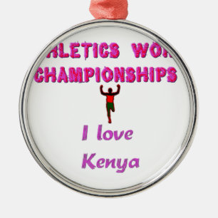 Athletics World Championships Kenya Runner: I Love Metal Tree Decoration