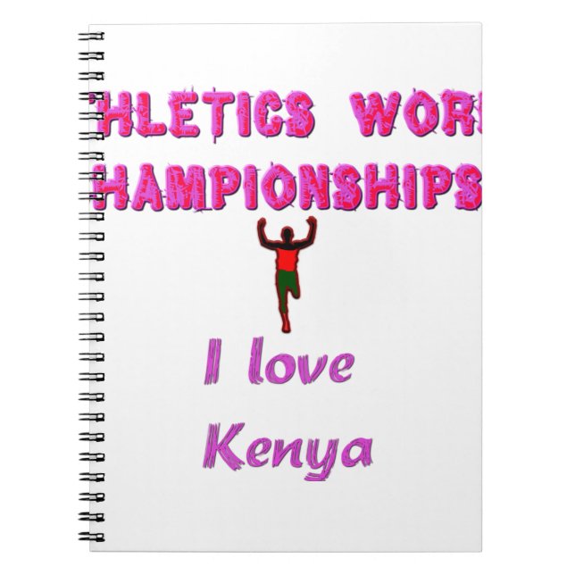 Athletics World Championships Kenya Runner: I Love Spiral Notebook (Front)