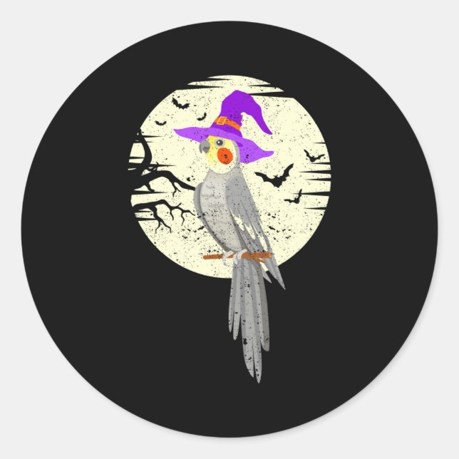 Atiel Bird Witch Hat Funny Halloween Animal Lover  Classic Round Sticker (Front)