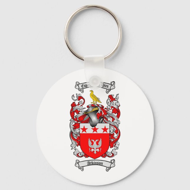ATKINSON FAMILY CREST -  ATKINSON COAT OF ARMS KEY RING (Front)