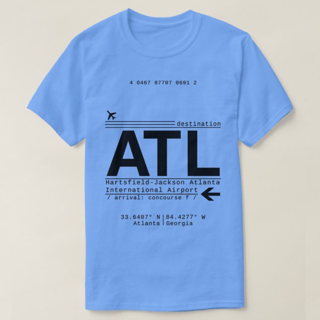 ATL Atlanta International Airport Call Letters T-Shirt (Design Front)