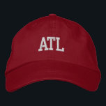 ATL "Atlanta" Monogram White and Red Embroidered Hat<br><div class="desc">ATL "Atlanta" Monogrammed embroidered White on Red cotton hat. Makes a wonderful gift for anybody who loves Atlanta GA! Also, if you would prefer to have your personal monogram then simply select "Personalise this template" details button to enter your name initials. Embroidery is customisable to other colour choices by selecting...</div>
