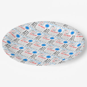 ATL, Atlanta Travel The World By Air Pattern Paper Plate