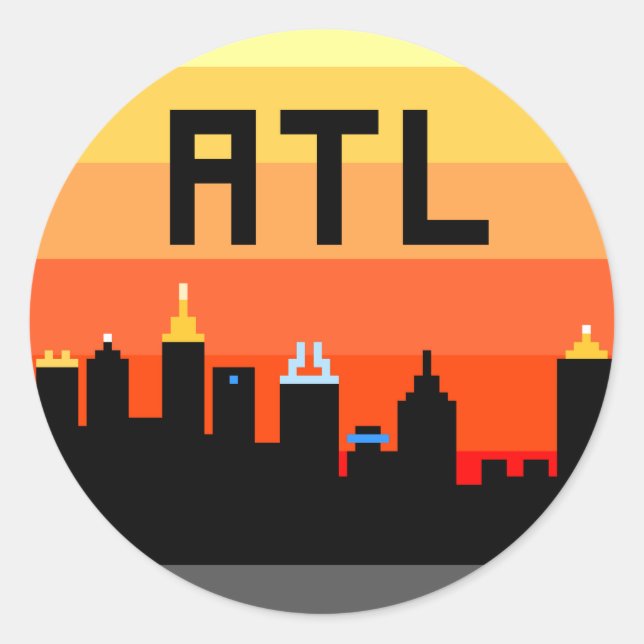 Atlanta 8-Bit Skyline ATL Classic Round Sticker (Front)